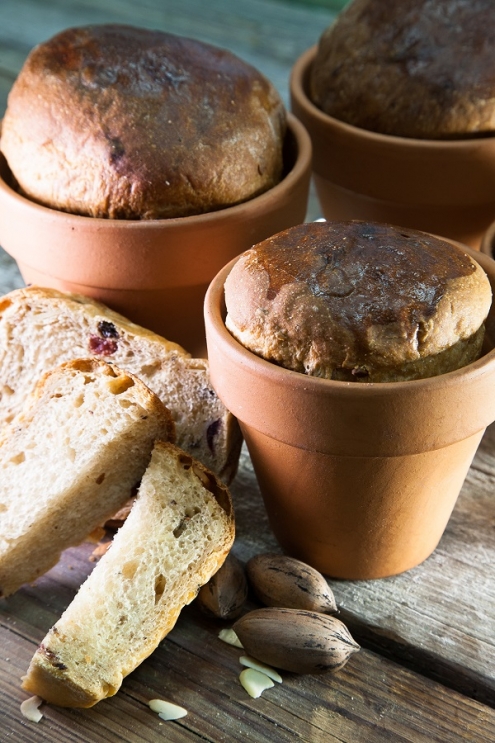 לחם בריוש אפוי בעציצים. צילום - מנחם גרייבסקי
