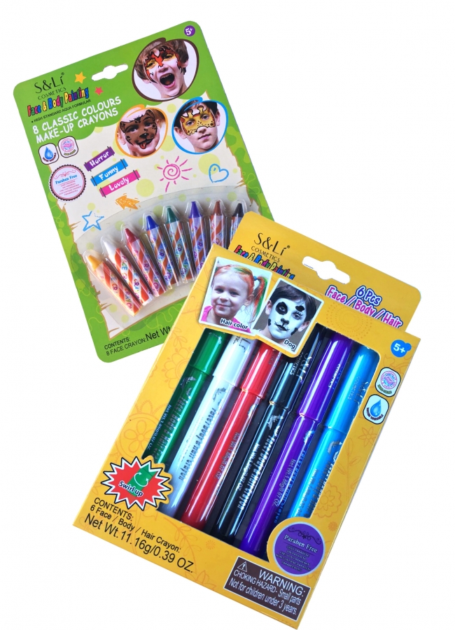 צבעי איפור לפנים של 'קימיון להשיג בפרמים וברשתות ההפנינג לילדים