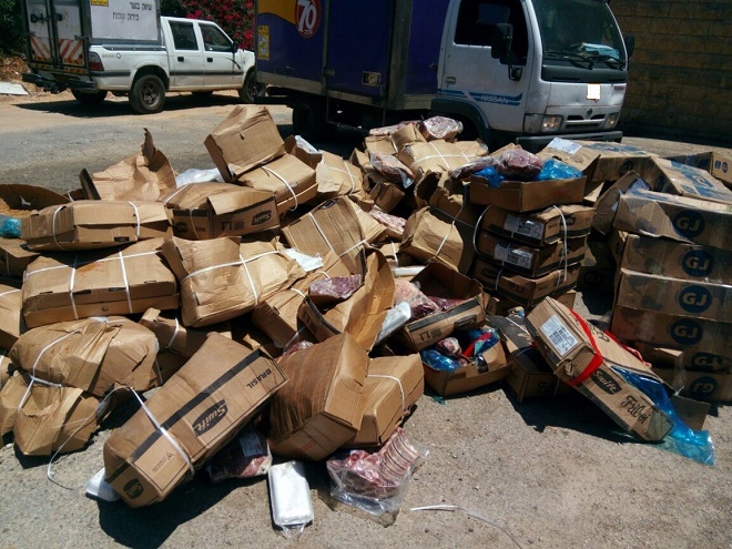 (בשר מוברח מהרשות הפלשתינאית ברמלה(צילום:חנוך יחיא