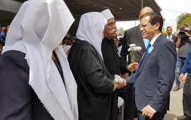 חה"כ יצחק (בוז'י) הרצוג בטקס הזיכרון בחלקה הצבאית בבית העלמין בבית ג'אן חה